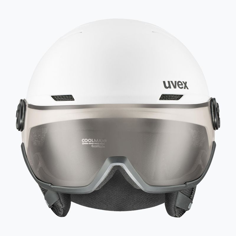 Casco da sci UVEX Wanted Visor Pro V bianco opaco/variomatc fumo 7