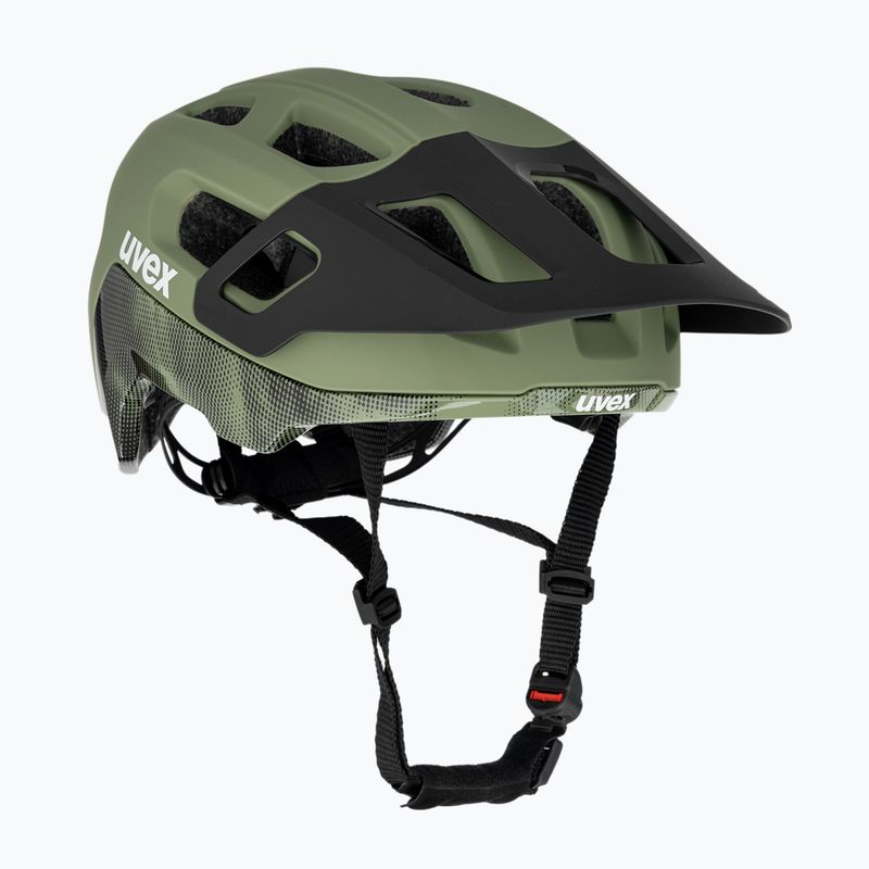 Casco da bici UVEX React MIPS verde muschio/nero opaco