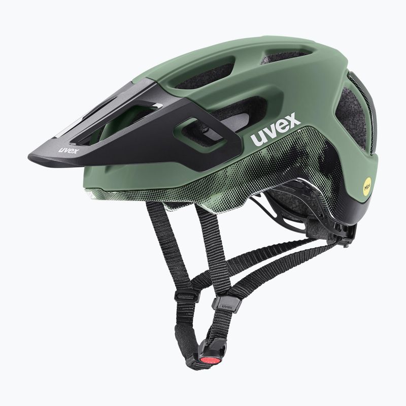 Casco da bici UVEX React MIPS verde muschio/nero opaco 6