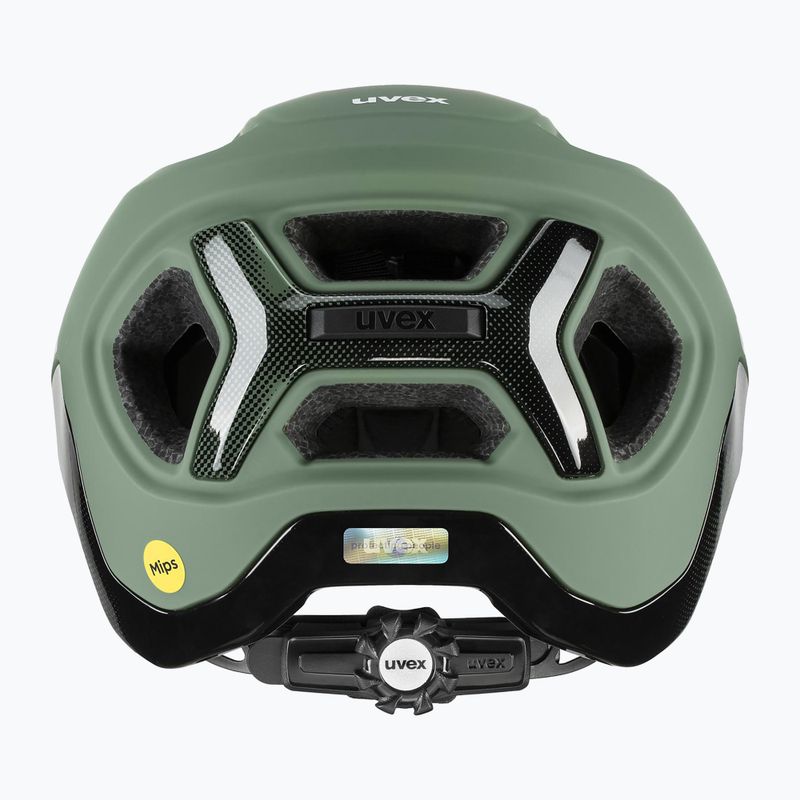 Casco da bici UVEX React MIPS verde muschio/nero opaco 9