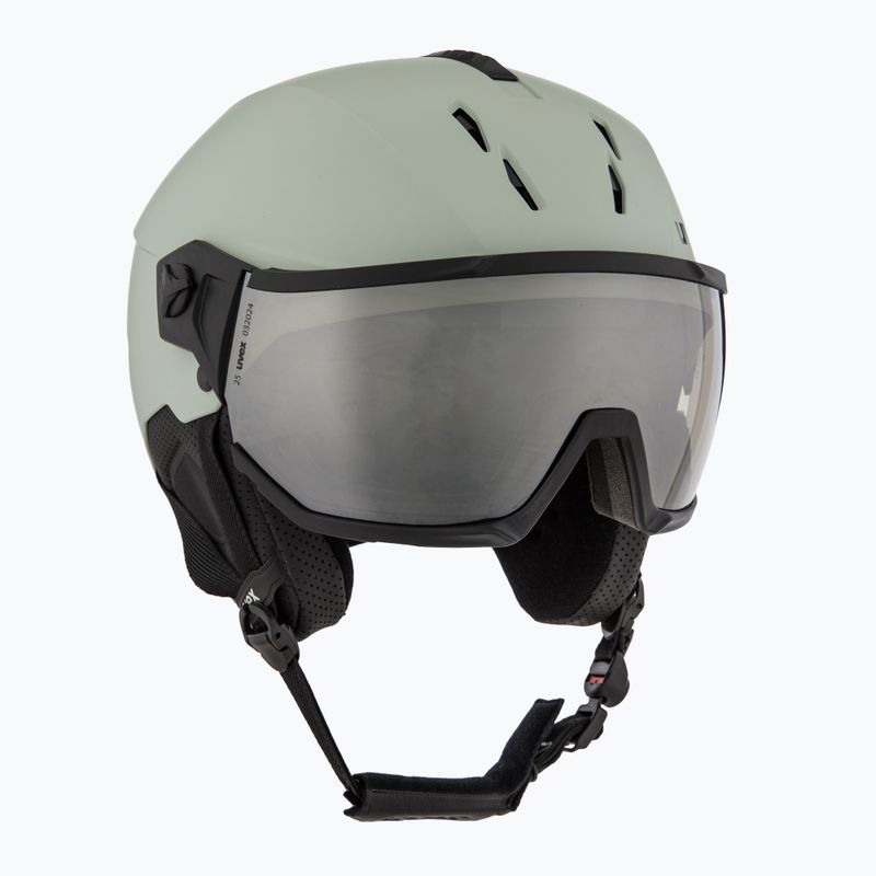 Casco da sci UVEX Instinct Visor verde ossido opaco/argento specchiato/fumo