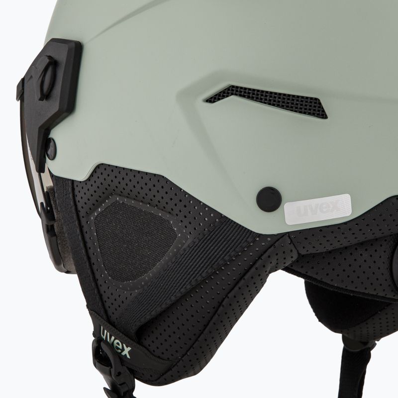 Casco da sci UVEX Instinct Visor verde ossido opaco/argento specchiato/fumo 7
