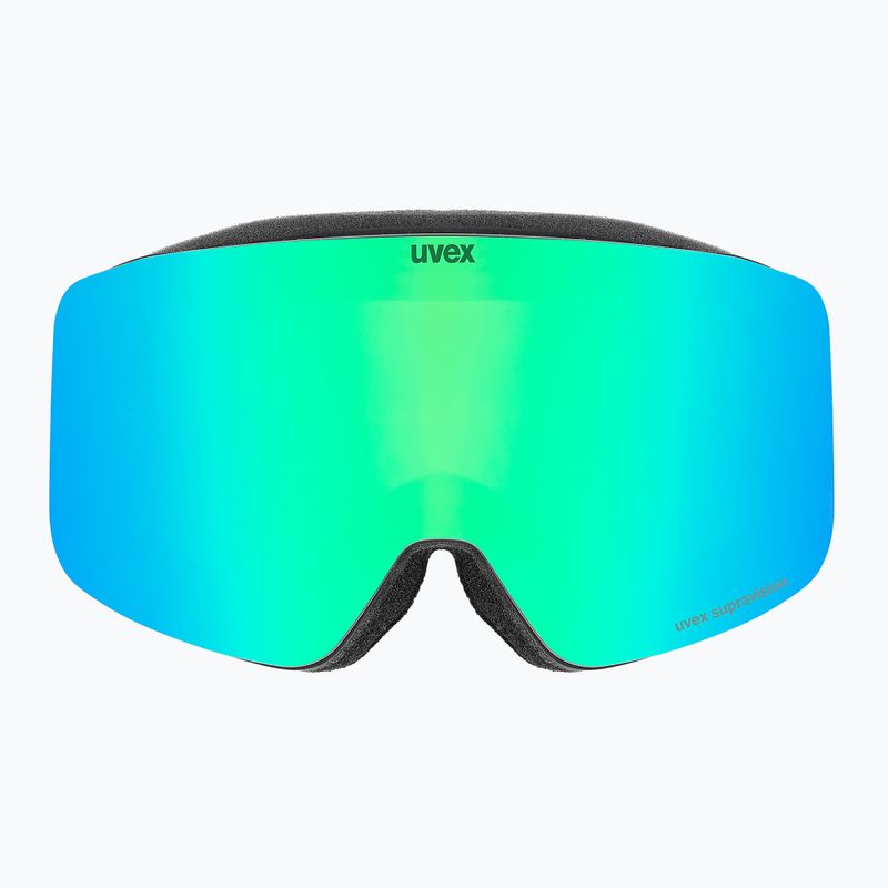 UVEX occhiali da sci per bambini Pwdr FM nero opaco/specchio verde giallo chiaro 2