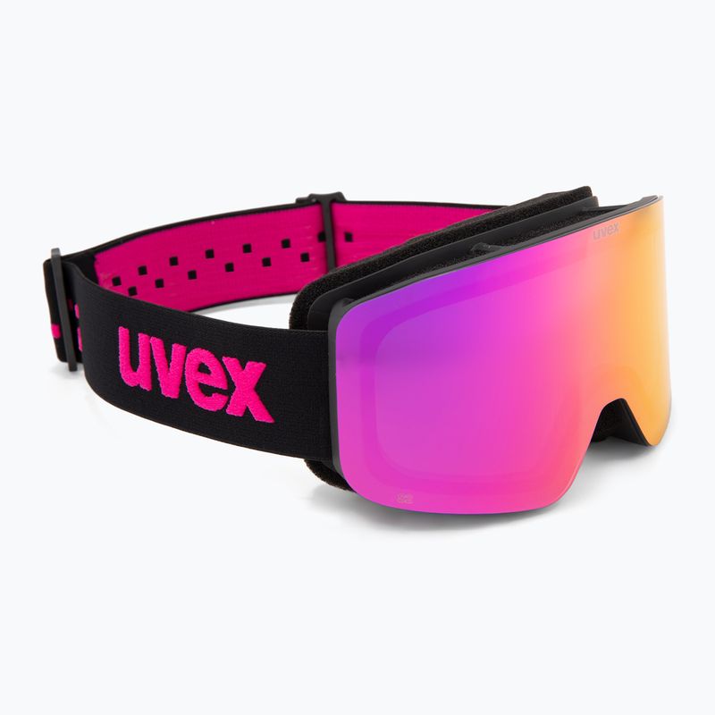UVEX occhiali da sci per bambini Pwdr FM nero opaco/specchio rosa verde chiaro