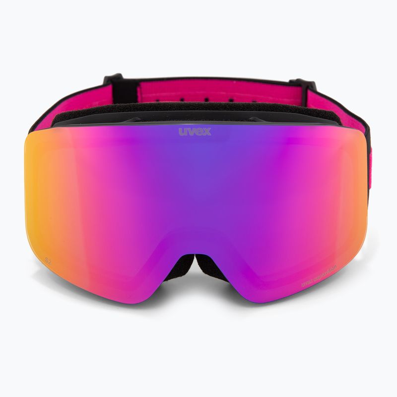 UVEX occhiali da sci per bambini Pwdr FM nero opaco/specchio rosa verde chiaro 2