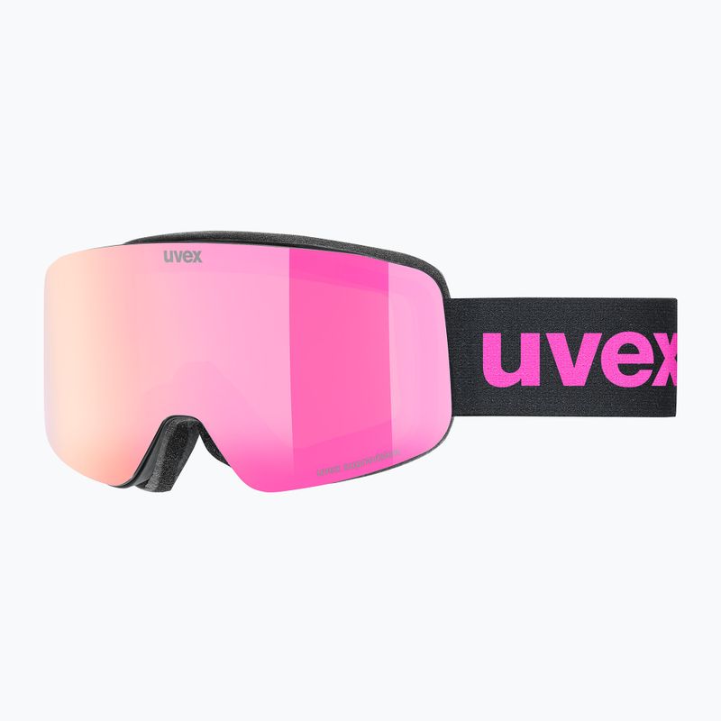 UVEX occhiali da sci per bambini Pwdr FM nero opaco/specchio rosa verde chiaro