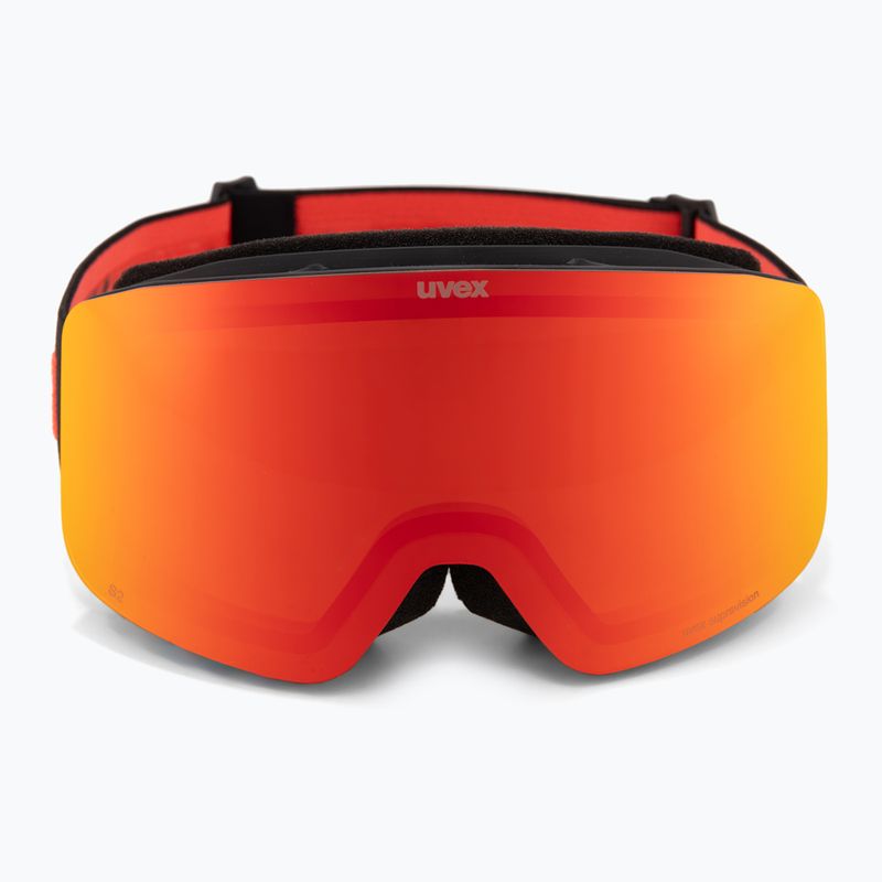 UVEX occhiali da sci per bambini Pwdr FM nero opaco/rosso specchiato arancione chiaro 2