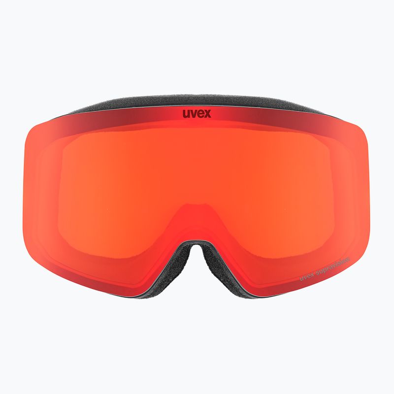 UVEX occhiali da sci per bambini Pwdr FM nero opaco/rosso specchiato arancione chiaro 2
