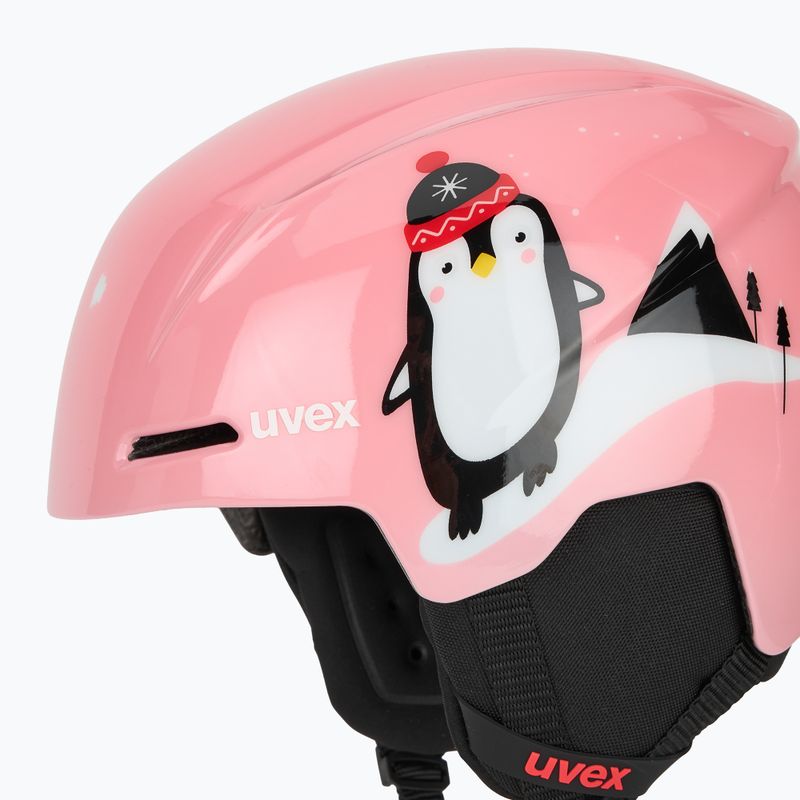 Casco da sci per bambini UVEX Viti Set + occhiali Speedy Pro rosa pinguino/lasergold lite 7