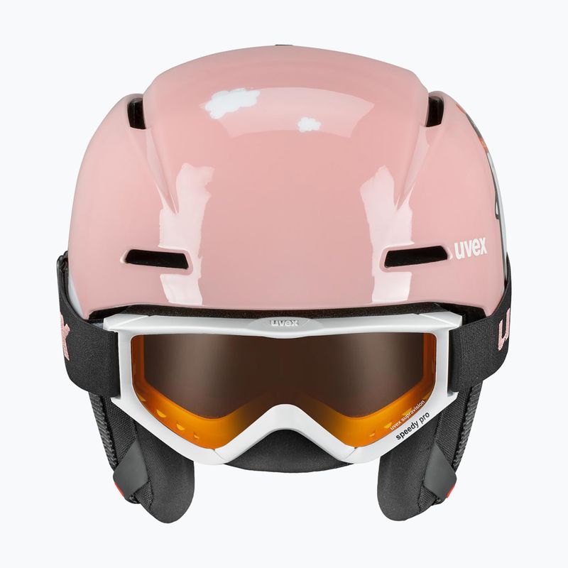 Casco da sci per bambini UVEX Viti Set + occhiali Speedy Pro rosa pinguino/lasergold lite 2