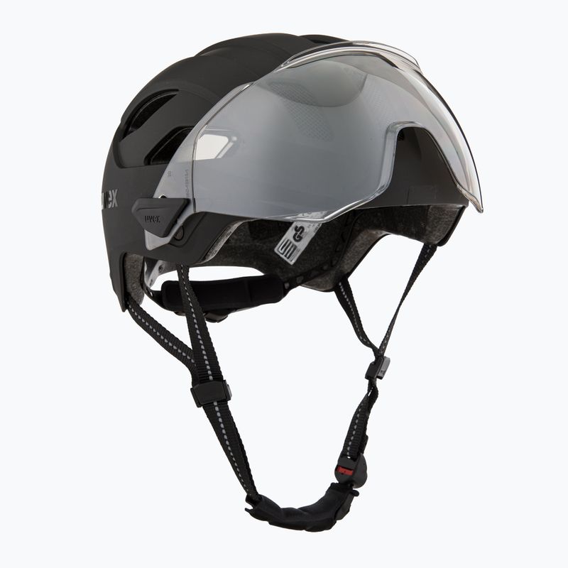 Casco da bici UVEX Stride Visor nero opaco/litemirror argento 9