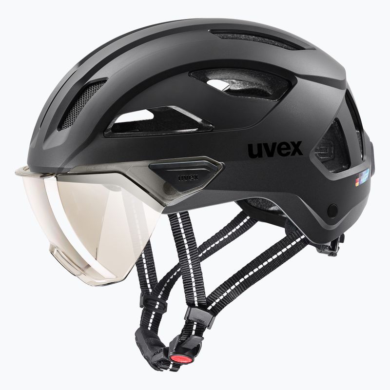 Casco da bici UVEX Stride Visor nero opaco/litemirror argento