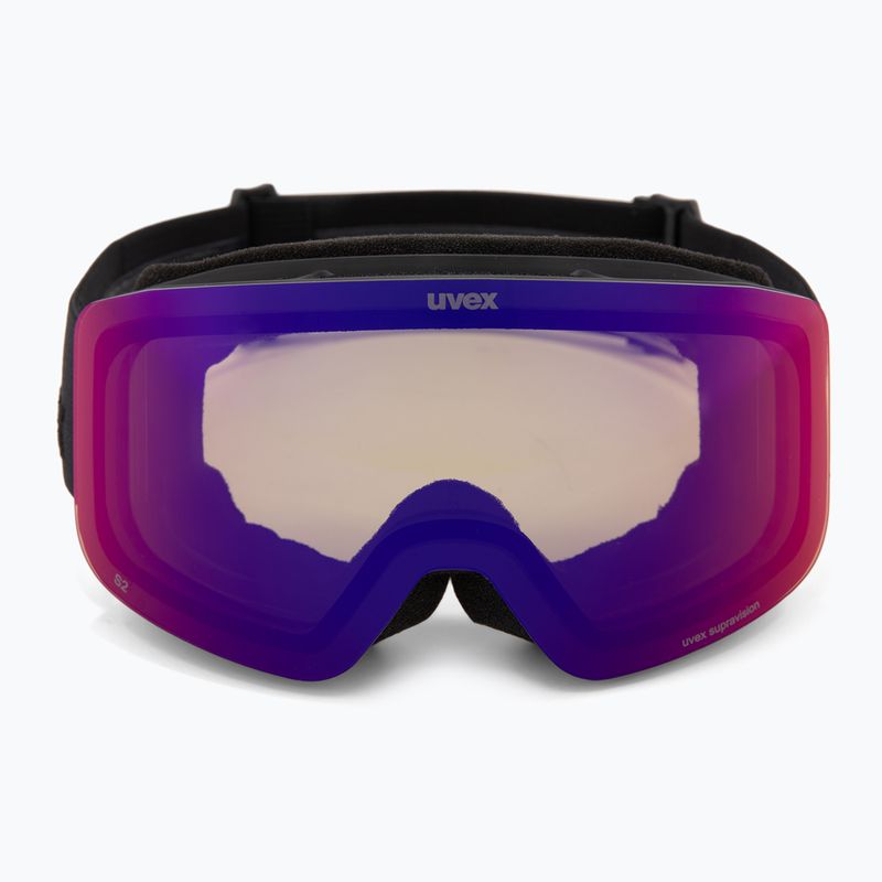 Maschera da sci per bambini UVEX Pwdr FM black matt/mirror ruby/green/clear 2