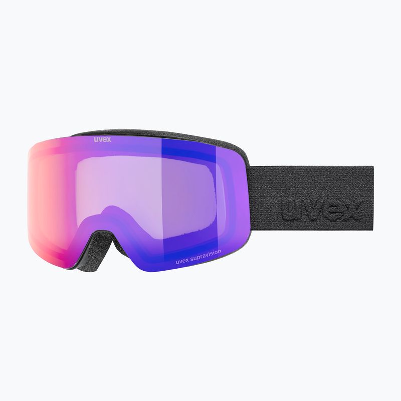 Maschera da sci per bambini UVEX Pwdr FM black matt/mirror ruby/green/clear