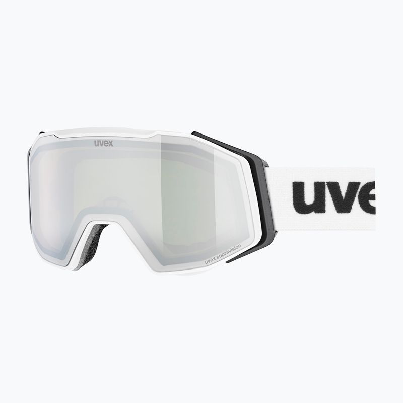 Maschera da sci UVEX Gravity FM white matt/mirror silver/green/clear
