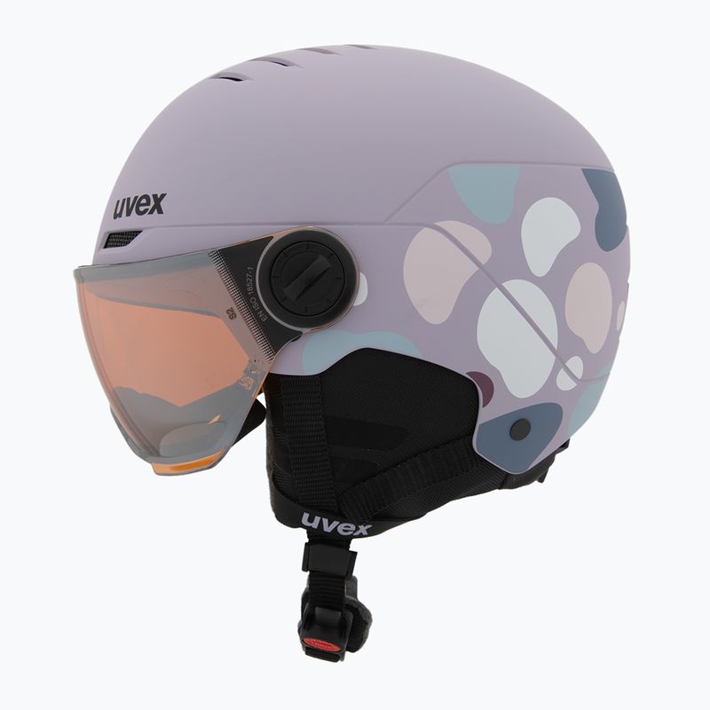 Casco da sci per bambini UVEX Rocket Visor Jr cool lavender abstract matt/mirrorsilver/lasergold 3