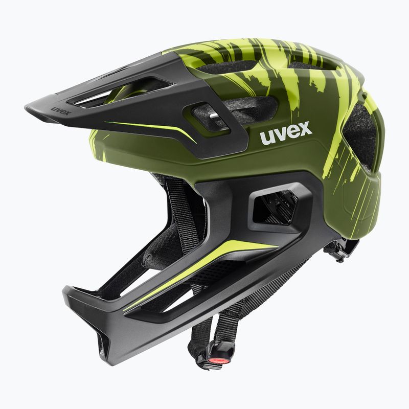 Casco da bici per bambini UVEX React Fullface Jr dark olive matt