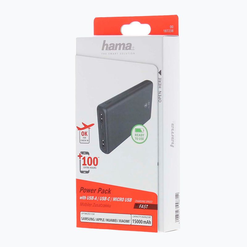 Hama Powerbank ALU15HD Power Pack 15000 mAh antracite 1872380000