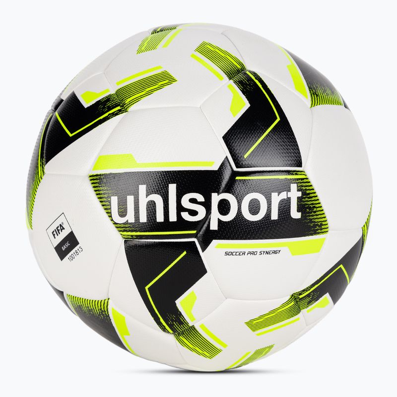 Pallone da calcio uhlsport Soccer Pro Synergy bianco/nero/giallo fluo misura 5