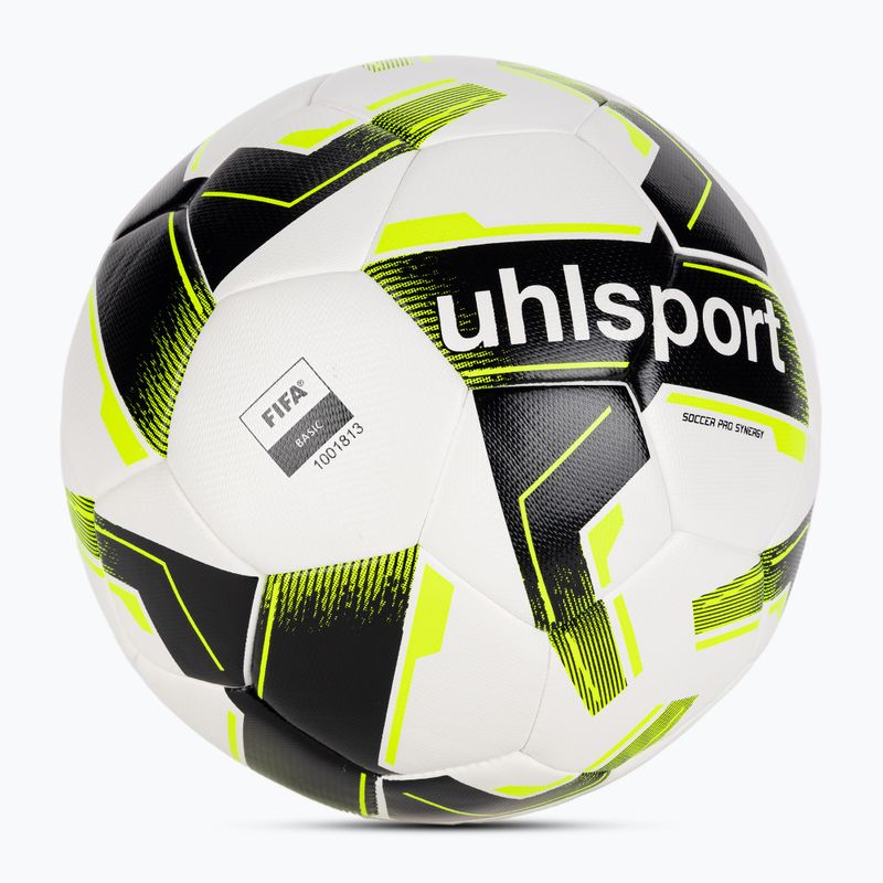 Pallone da calcio uhlsport Soccer Pro Synergy bianco/nero/giallo fluo misura 5 2