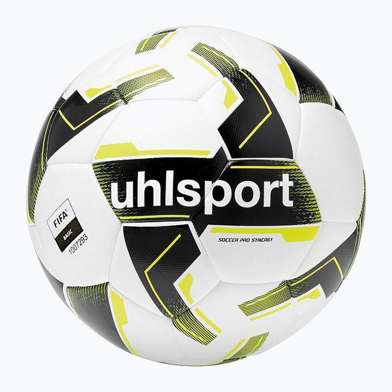 Pallone da calcio uhlsport Soccer Pro Synergy bianco/nero/giallo fluo misura 5 4