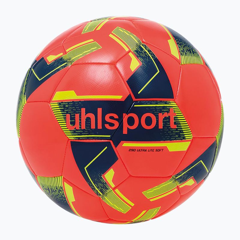 Pallone da calcio uhlsport Lite Soft 290 rosso fluo/navy/giallo fluo taglia 5 4