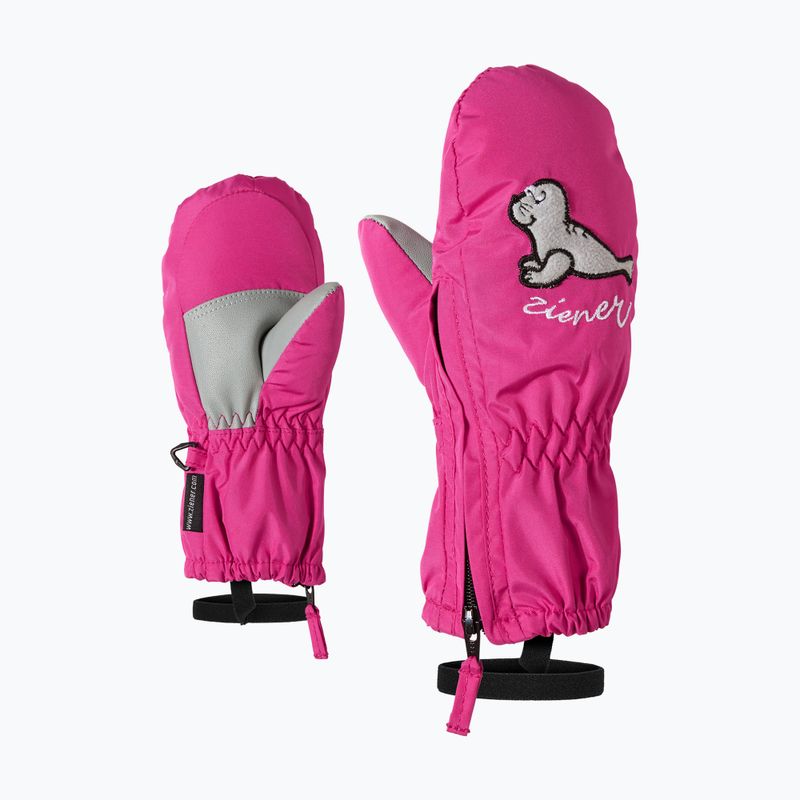 Guanti da sci per bambini ZIENER LE Zoo Minis rosa pop 7