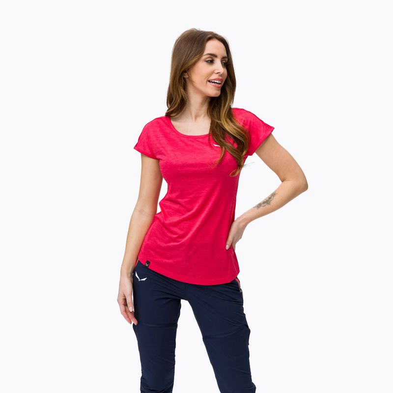 Maglietta Salewa Puez Melange Dry donna rosso rosa melange