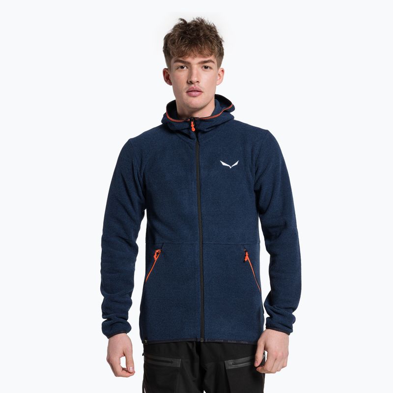 Felpa trekking da uomo Salewa Nuvolo PL in denim scuro melange