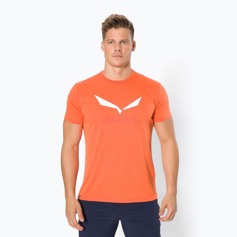 Maglietta da trekking Salewa Solidlogo Dry rosso/arancio melange da uomo
