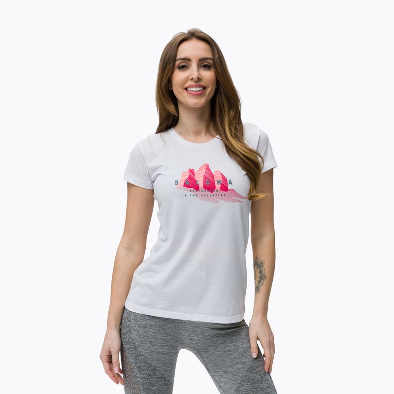 Maglietta trekking donna Salewa Lines Graphic Dry bianco ottico