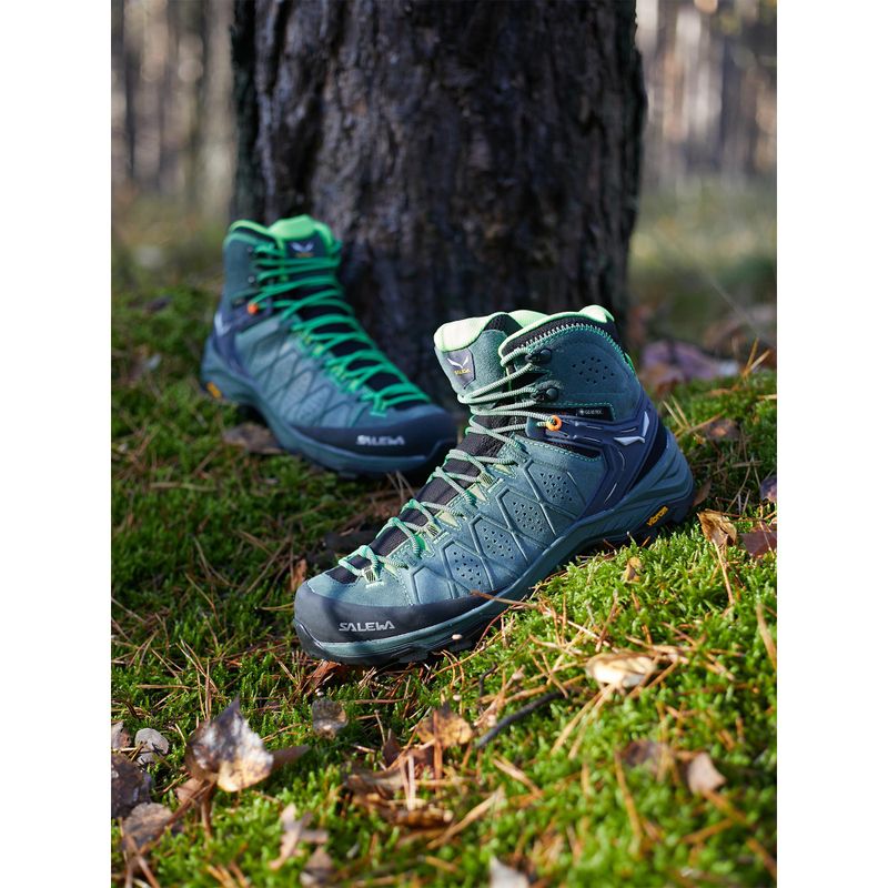 Scarponi da trekking da uomo Salewa Alp Trainer 2 Mid GTX verde grezzo/rana pallida 9