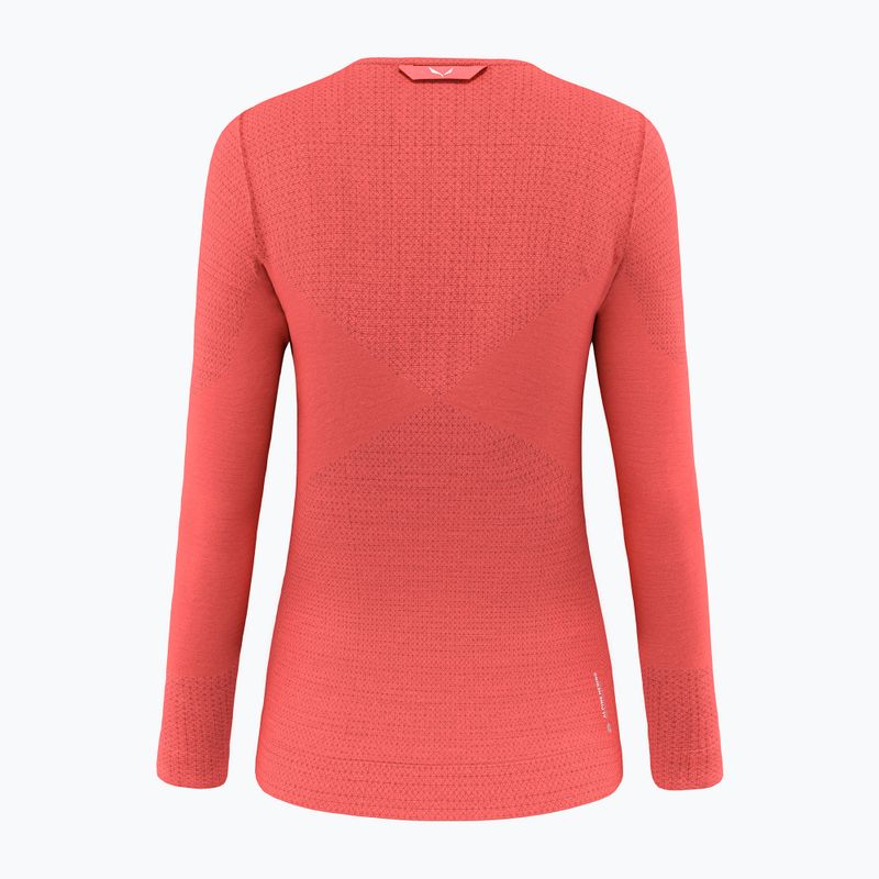 Salewa Zebru Med Warm AMR, manica lunga termica da donna, colore corallo fluo 2