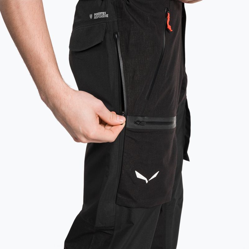 Pantaloni a membrana Salewa Sella 3L PTXR da uomo, nero out 4