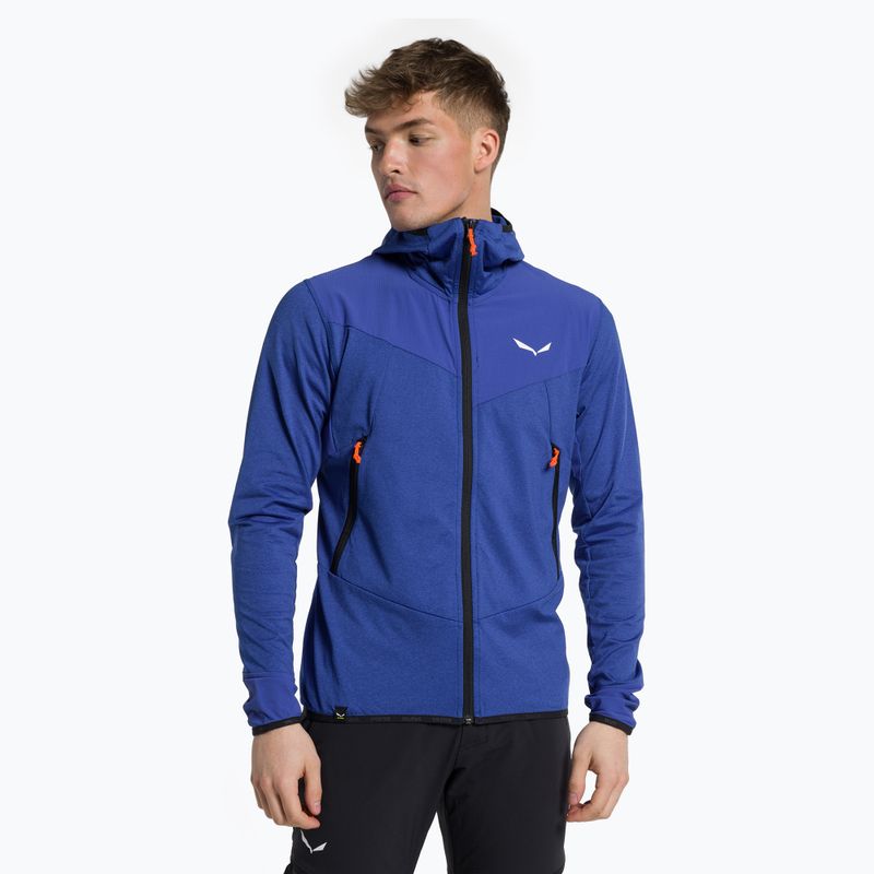 Felpa trekking Salewa da uomo Agner Hybrid PL/DST FZ Hoody melange elettrico