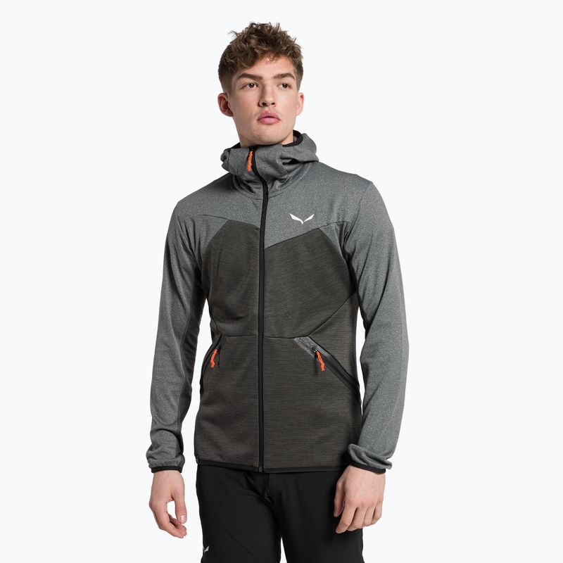 Felpa trekking uomo Salewa Puez Melange PL FZ Hoody nero melange