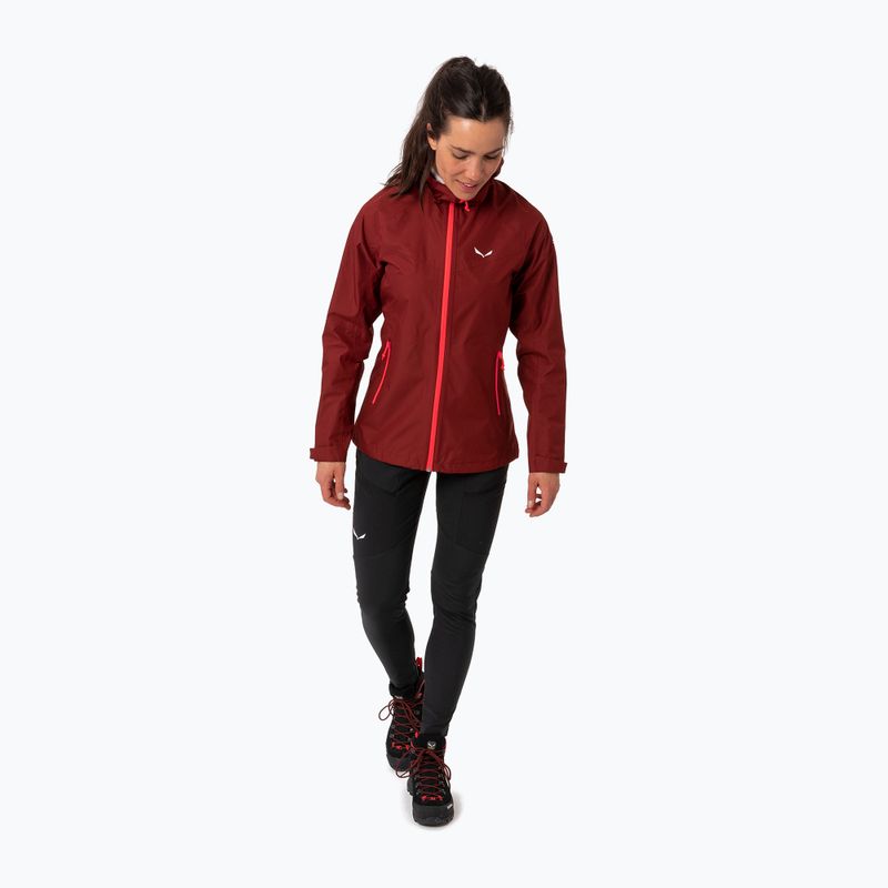 Giacca da pioggia Salewa da donna Puez Aqua 3 PTX syrah/fluo coral