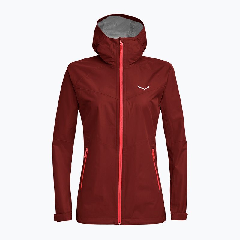 Giacca da pioggia Salewa da donna Puez Aqua 3 PTX syrah/fluo coral 3