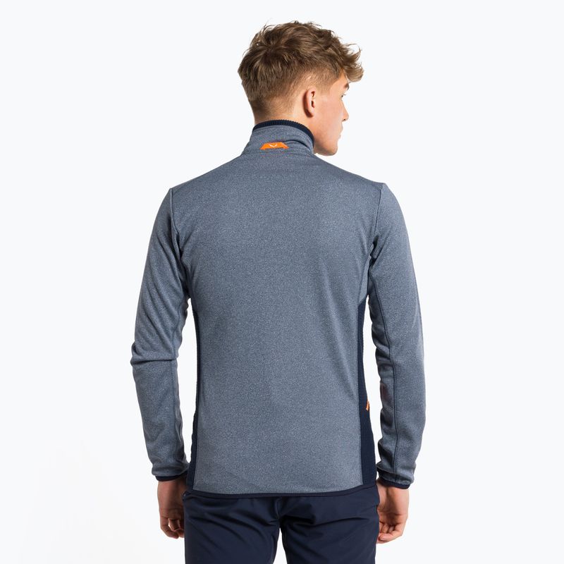 Felpa trekking da uomo Salewa Puez Hybrid PL FZ navy blazer melange/arancio fluo 3