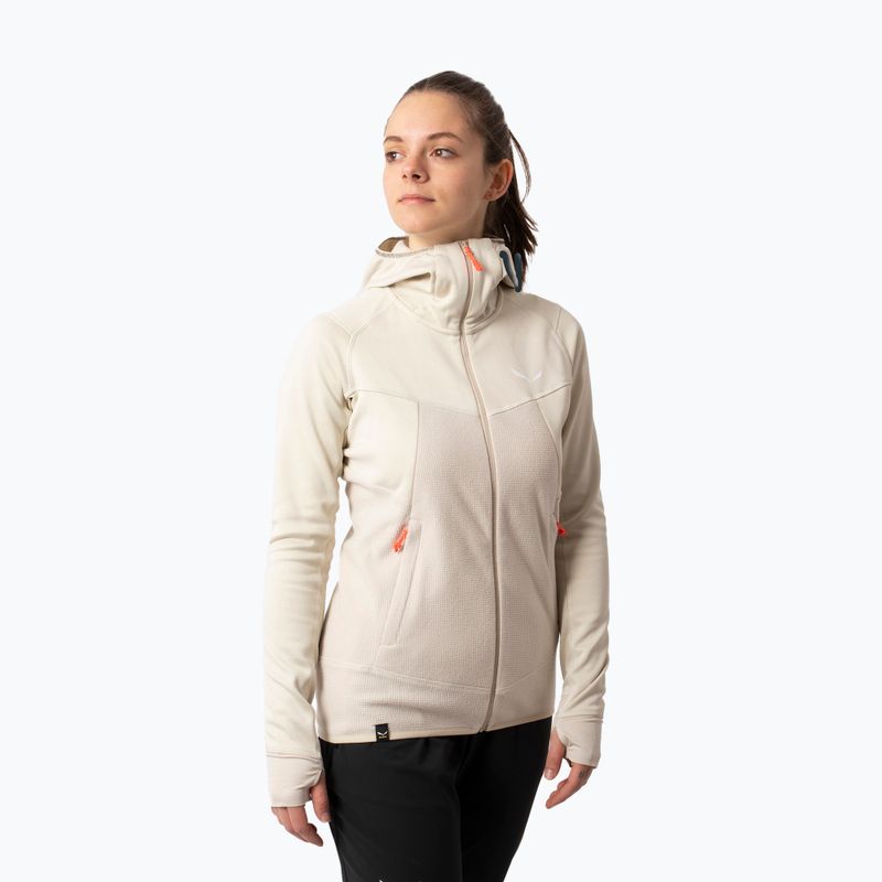 Felpa trekking Salewa da donna Puez Hybrid PL FZ Hoody melange avena