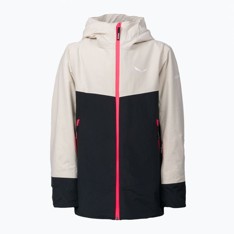 Giacca da sci Salewa Sella PTX/TWR da bambino, color avena/nero/fluo corallo 3