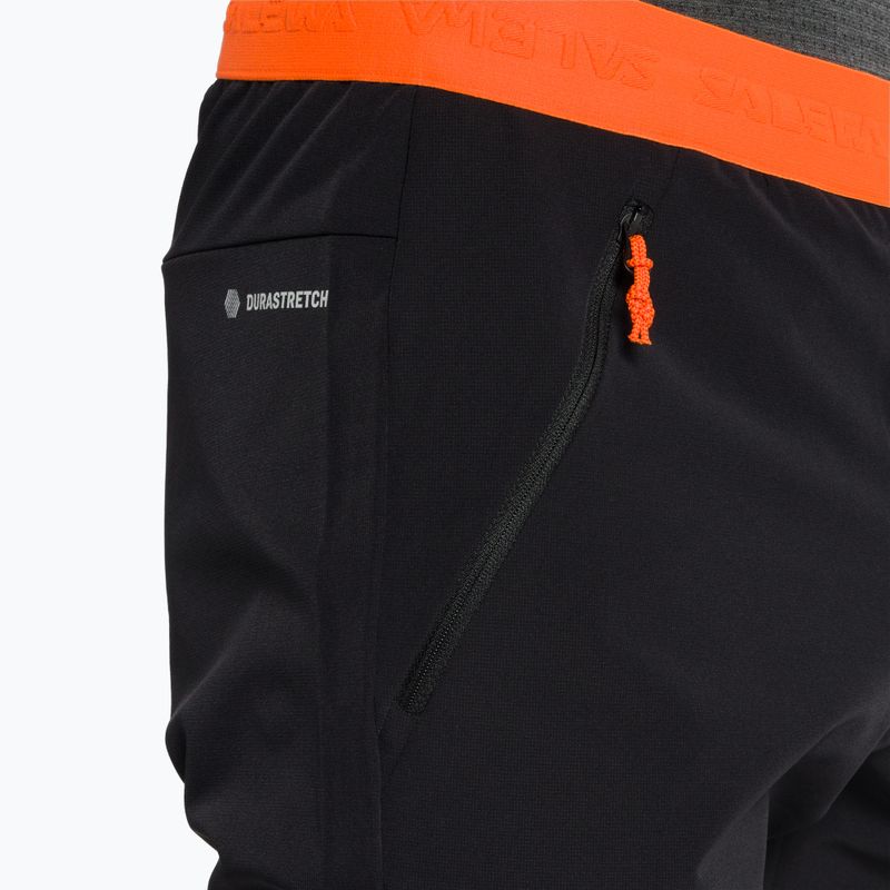 Pantaloni softshell Salewa da uomo Sella DST Lights nero/arancio fluo 4