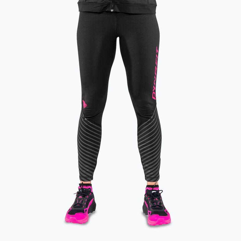 DYNAFIT Leggings da corsa riflettenti da donna black out pink glo