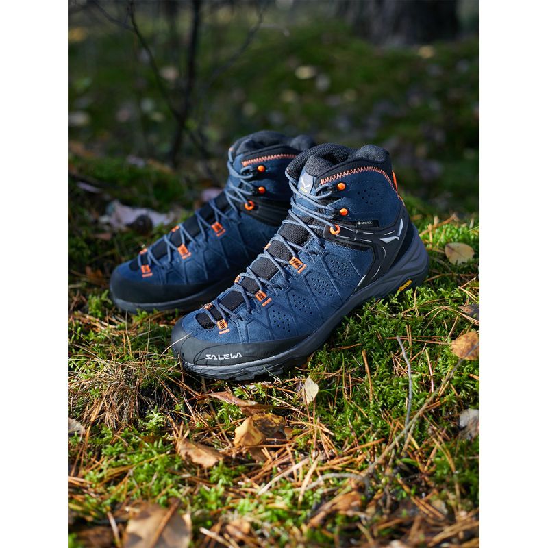 Scarponi da trekking da uomo Salewa Alp Trainer 2 Mid GTX dark denim/arancio fluo 10