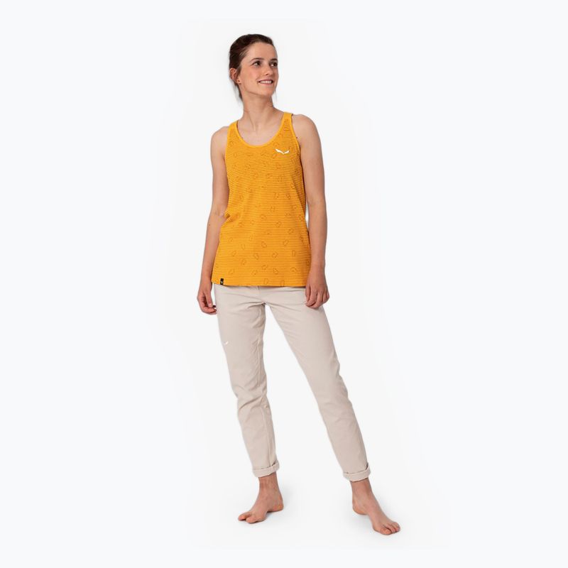 Maglietta da arrampicata Salewa donna Lavaredo Hemp Graphic Tank oro