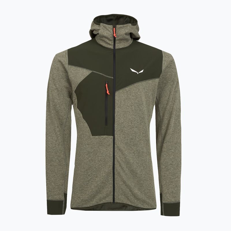 Felpa trekking da uomo Salewa Puez 2 Dry Hood FZ oliva scura melange
