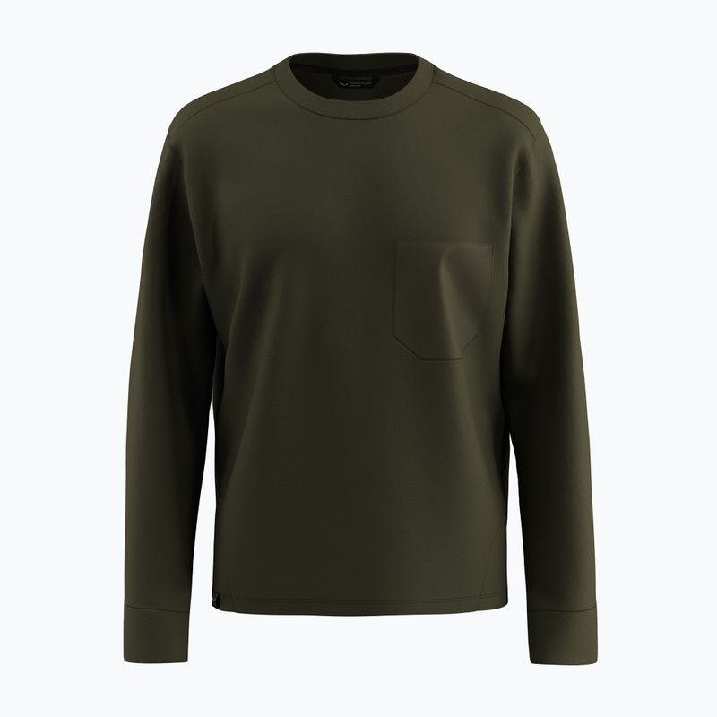 Felpa da uomo Salewa Fanes Dry Pullover verde oliva scuro 7