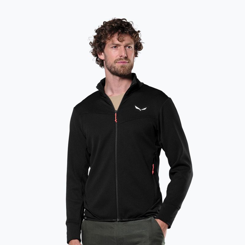 Felpa trekking Salewa da uomo Puez Waffle Hyb PL HD nero out