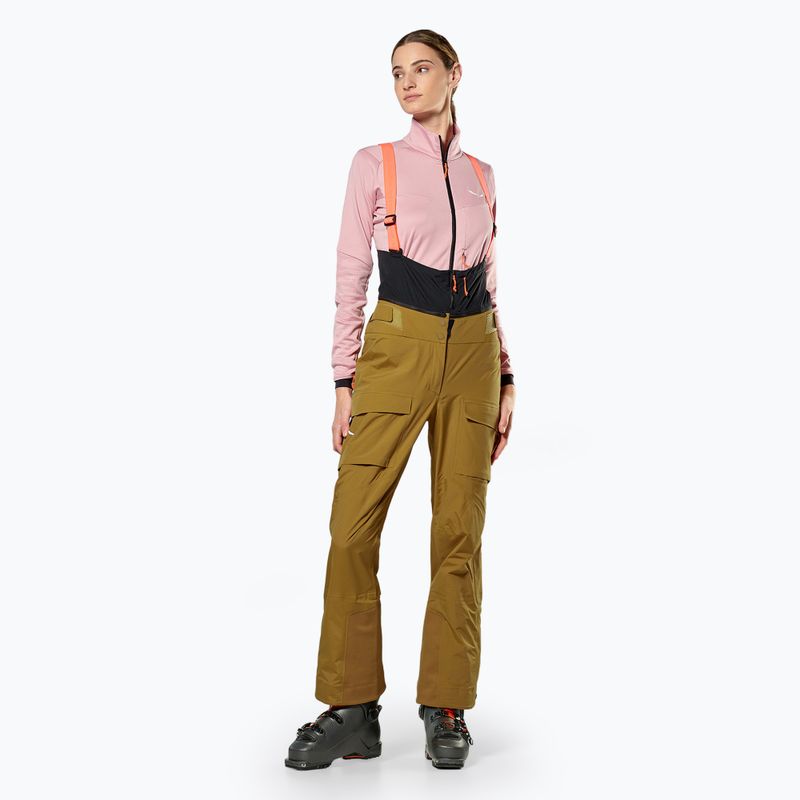 Pantaloni da sci Salewa da donna Sella Free 3L Ptx marrone dorato 2