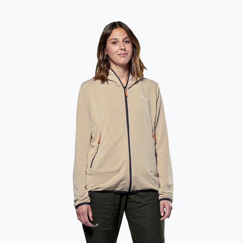Felpa trekking Salewa donna Agner Hemp 2 con cappuccio sabbie mobili